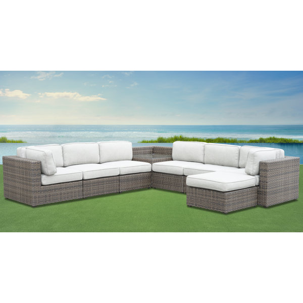 Birch Lane™ Montae 222'' Wicker Outdoor Patio Sectional Wayfair